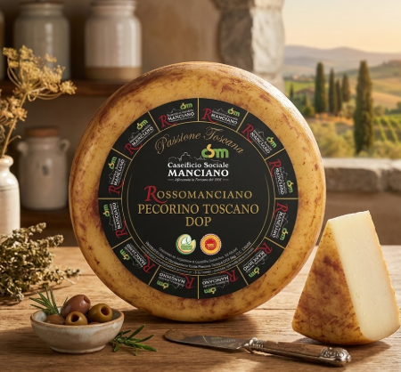 RossoManciano pecorino Toscano DOP Caseificio Manciano 2,2Kg Whole Wheel - PASSIONE TOSCANA