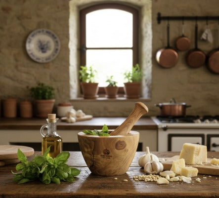 Artisanal Tuscan Olive Wood Mortar & Pestle - PASSIONE TOSCANA