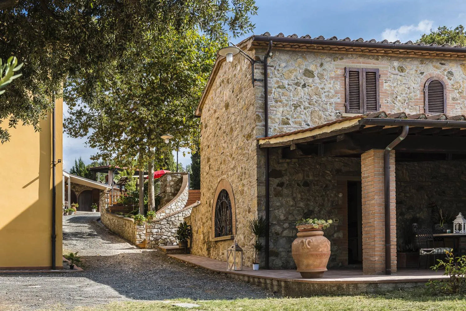 Typical Tuscan dinner by the pool Azienda agricola Bertoli