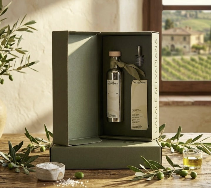 Extra virgin olive oil in steel bottle with Gift Box 250ml Casale Selvapiana - PASSIONE TOSCANA